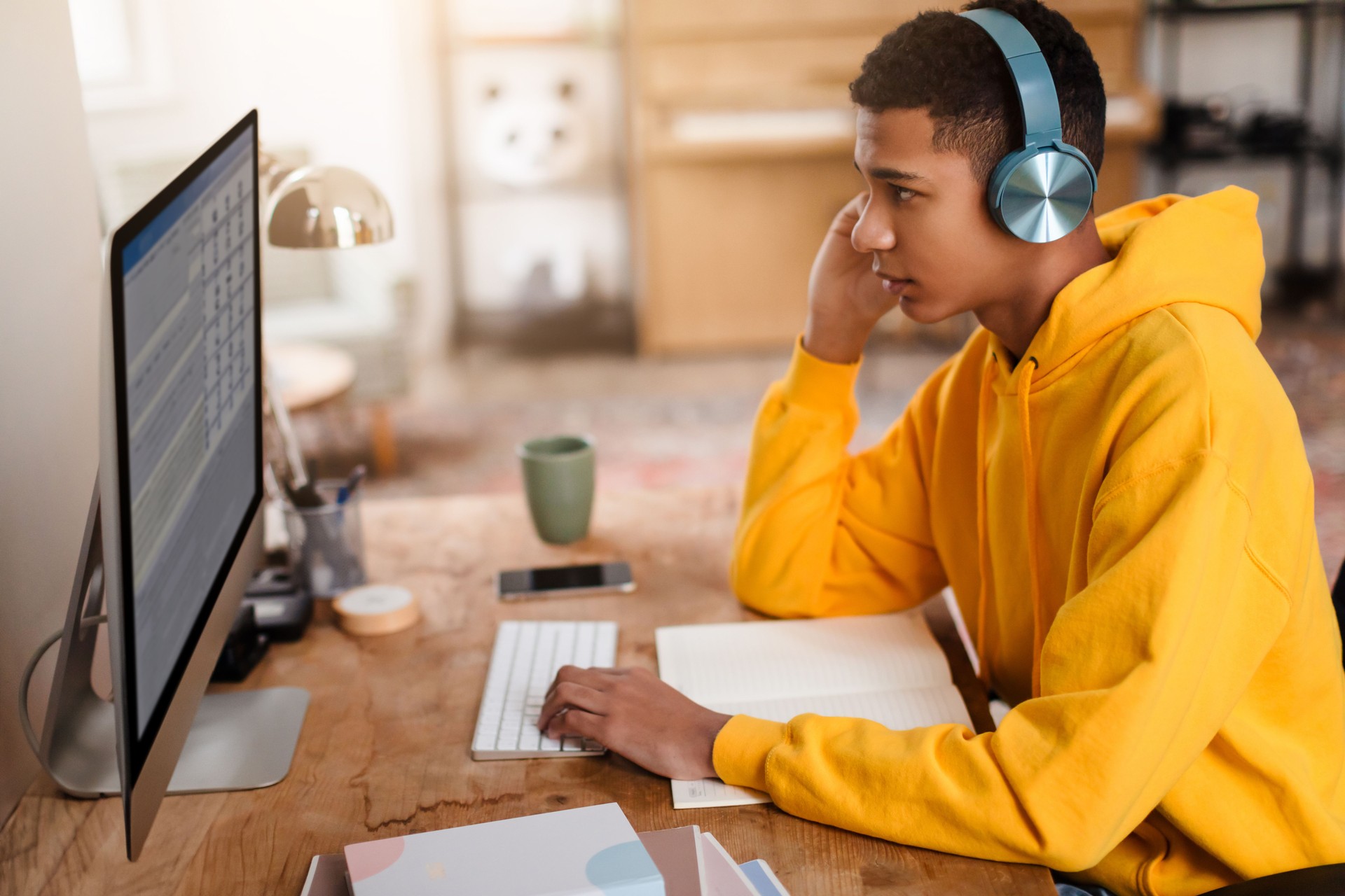 Person reviewing content on computer screen